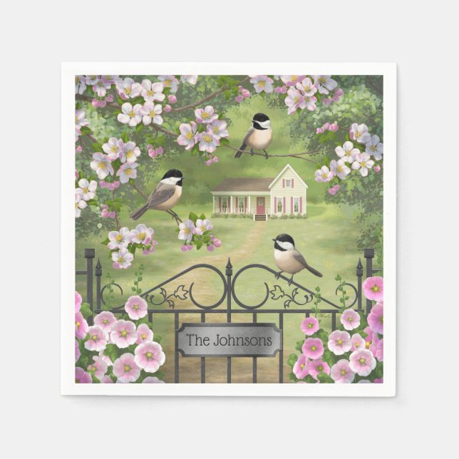 Serviette En Papier Fleurs de poulet Ferme victorienne (Devant)