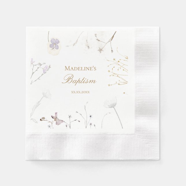 Serviette En Papier Fleurs de prairie du baptême (Devant)