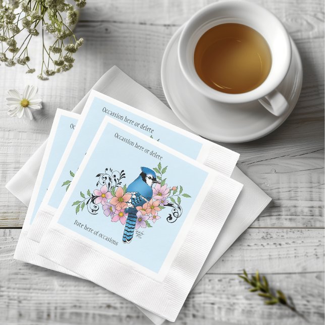 Serviette En Papier Fleurs de printemps bleu Jay (Créateur téléchargé)