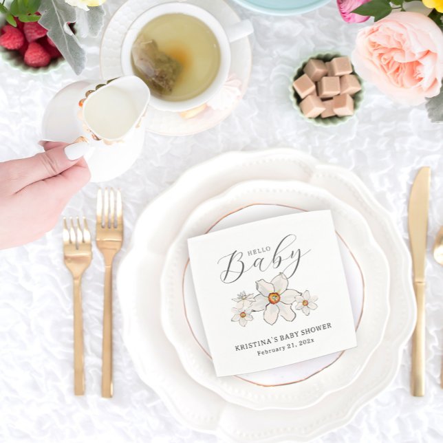 Serviette En Papier Fleurs de printemps Bonjour Baby shower papier Nap (Créateur téléchargé)