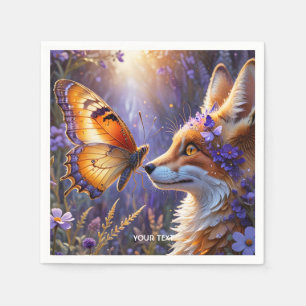 Serviette En Papier Fleurs de renard à papillon mignonne Imaginaire