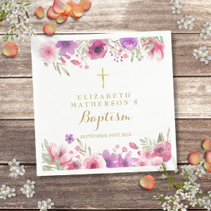 Serviette En Papier Fleurs de rose rose baptême baptême