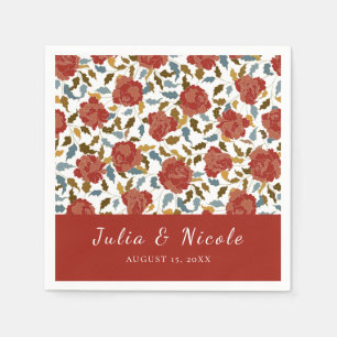Serviette En Papier Fleurs de Rose Sauvage Jardin Affaire Mariage