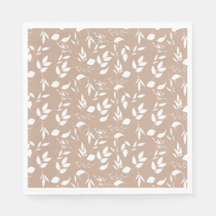 Serviette En Papier Fleurs de silhouette romantique délicates taupe mo