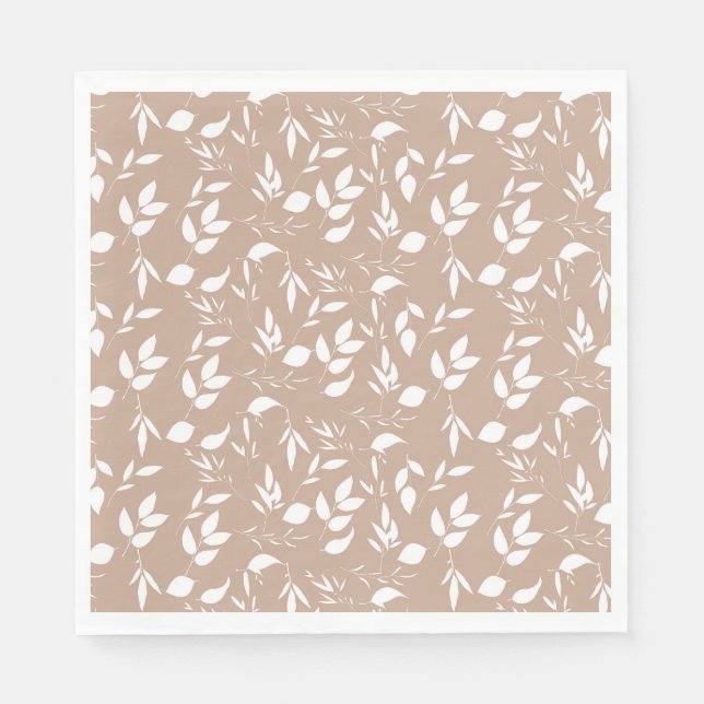 Serviette En Papier Fleurs de silhouette romantique délicates taupe mo (Devant)