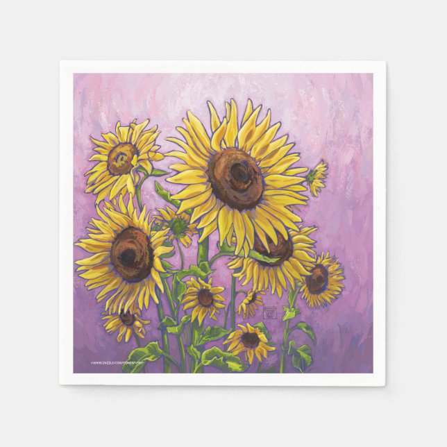 Serviette En Papier Fleurs de soleil (Devant)