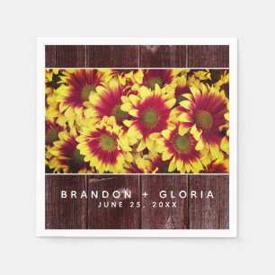 Serviette En Papier Fleurs de soleil d'automne rustiques sur Mariage d