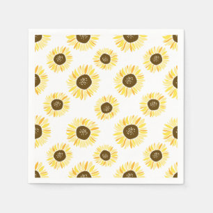Serviette En Papier Fleurs de soleil jaunes Motif Floral