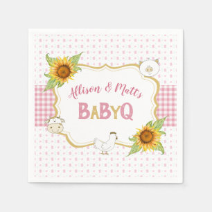 Serviette En Papier Fleurs de soleil rose En vichy bébé Q Barbeque
