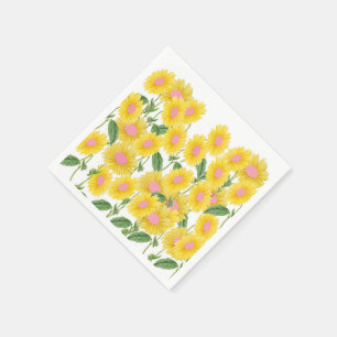 Serviette En Papier Fleurs de soleil rose Vintage rustique Blanc moder