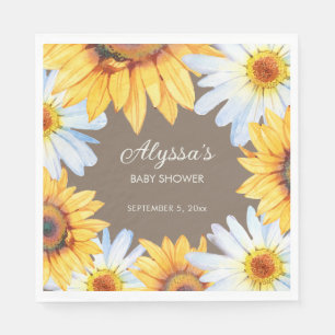 Serviette En Papier Fleurs de soleil rustiques Marguerites blanches Ba