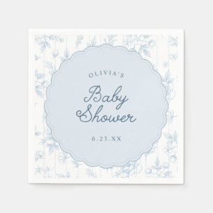 Serviette En Papier Fleurs de style français bleu vintage pour Baby Sh