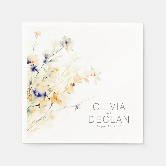 Serviette En Papier Fleurs de Terre Automne Événement Élégant (Devant)