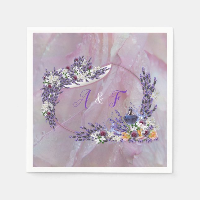 Serviette En Papier Fleurs de Tuberose et de Lavande (Devant)