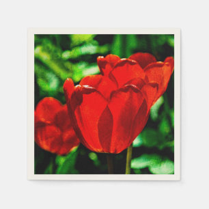 Serviette En Papier Fleurs de tulipes rouges