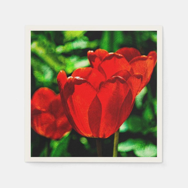 Serviette En Papier Fleurs de tulipes rouges (Devant)