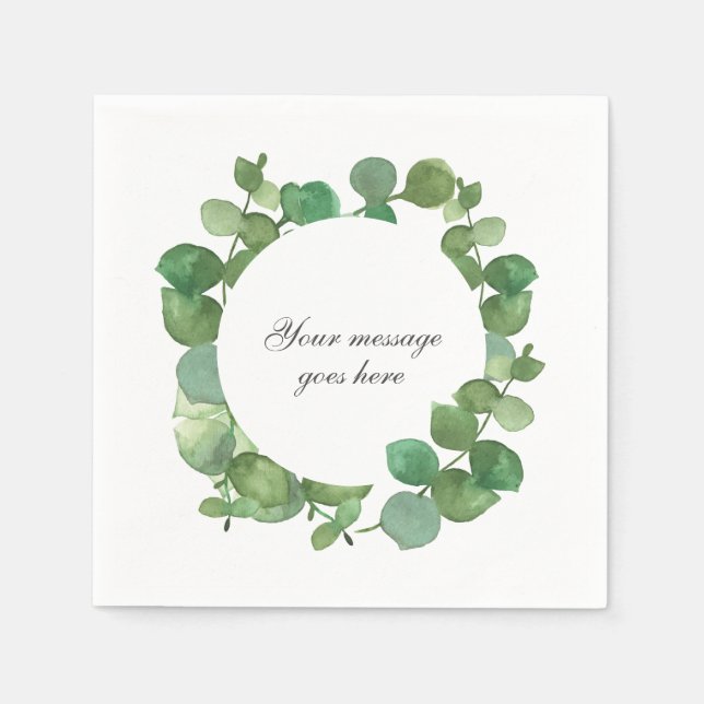 Serviette En Papier Fleurs de verdure boho eucalyptus (Devant)