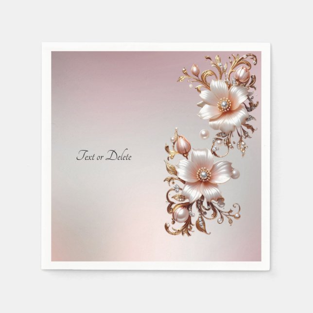 Serviette En Papier Fleurs décoratives roses florales (Devant)