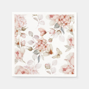 Serviette En Papier Fleurs Délicates et Papillons