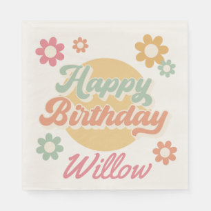 Serviette En Papier Fleurs des années 70 super fête d'anniversaire, to