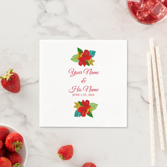 Serviette En Papier Fleurs d'Hibiscus rouge Thunder_Cove (En situation)