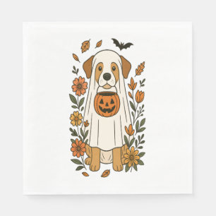 Serviette En Papier Fleurs d'hiver du Labrador d'Halloween