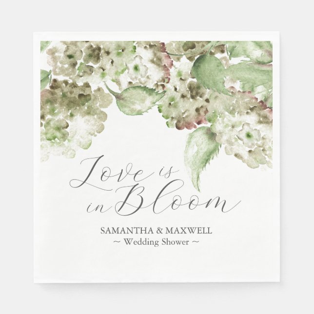 Serviette En Papier Fleurs d'hortensia à l'aquarelle Mariage Shower (Devant)