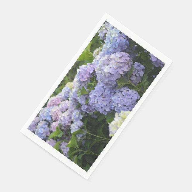 Serviette En Papier Fleurs d'Hortensia Lavande & Lilas Hydrangea (Coin)