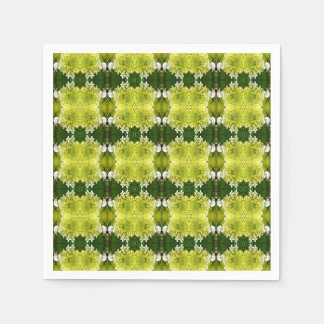 Serviette En Papier Fleurs d'hydrangea abstraites vert chartreuse (Devant)