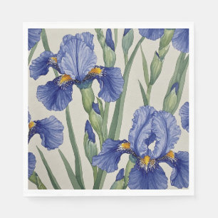 Serviette En Papier Fleurs d'Iris Bleu