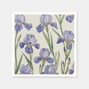 Serviette En Papier Fleurs d'Iris Bleu