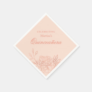 Serviette En Papier Fleurs d'or de la rose de Quinceanera 15e annivers