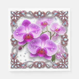 Serviette En Papier Fleurs d'orchidées roses élégantes