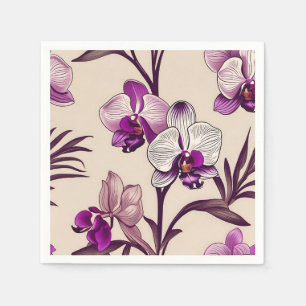 Serviette En Papier Fleurs d'orchidées violettes