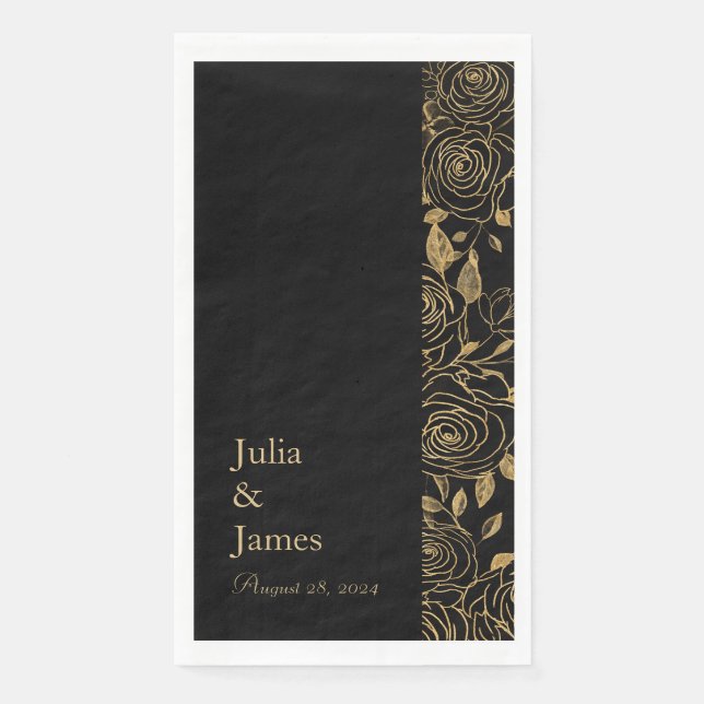 Serviette En Papier FLEURS Dorées (Devant)