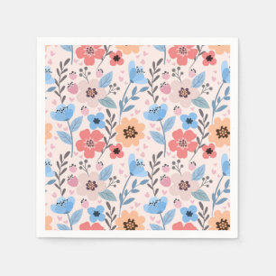 Serviette En Papier Fleurs douces et petits coeurs serviettes