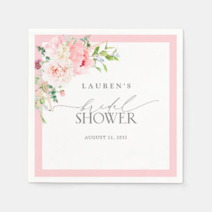 Serviette En Papier Fleurs Élégantes Aquarelle Rose Enterrement de Vie