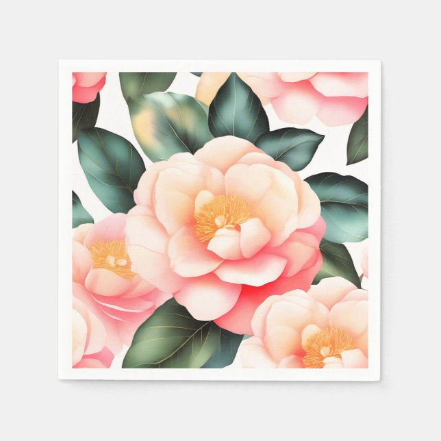 Serviette En Papier Fleurs élégantes Camellia (Devant)