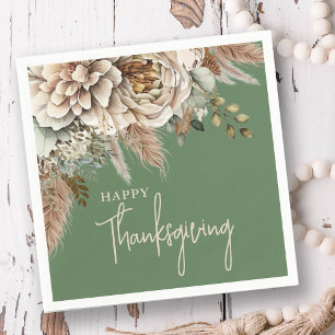 Serviette En Papier Fleurs Élégantes d'Automne Joyeux Thanksgiving