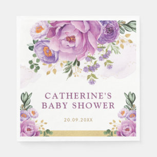 Serviette En Papier Fleurs élégantes de lilas violet verdure Baby Show