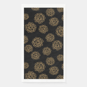 Serviette En Papier Fleurs élégantes d'Halloween jaune doré sur fond n