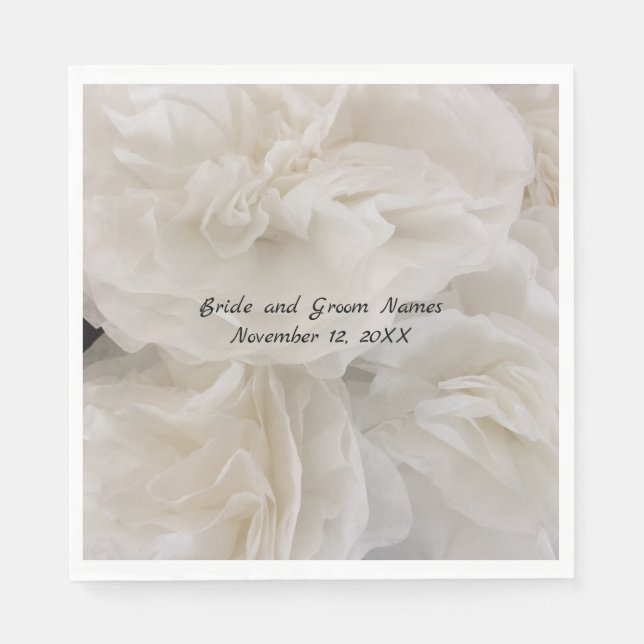 Serviette En Papier Fleurs en papier élégantes blanches (Devant)