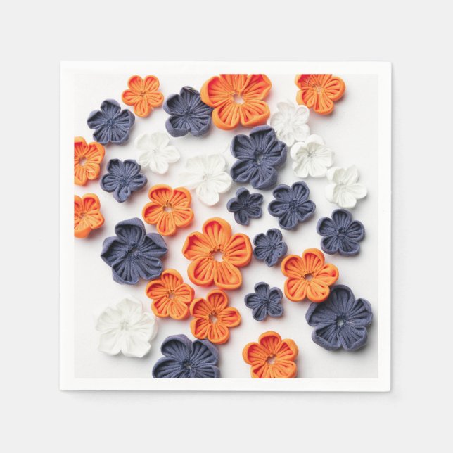 Serviette En Papier Fleurs en tissu cousu à la main printemps orange b (Devant)