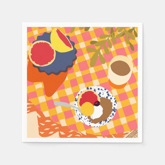 Serviette En Papier Fleurs et Brunch (Devant)