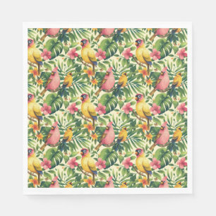 Serviette en papier Fleurs et oiseaux tropicaux po