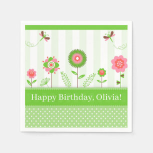 Serviette En Papier Fleurs et papillons de cartons colorés mignons