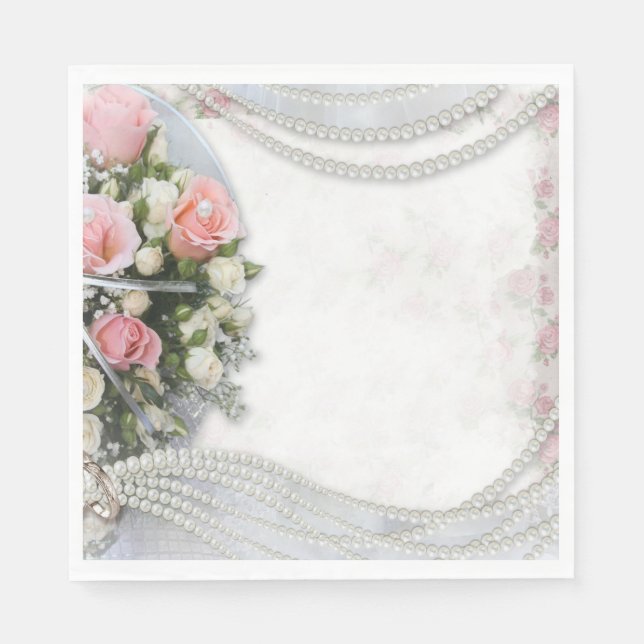 Serviette En Papier Fleurs et Perles (Devant)