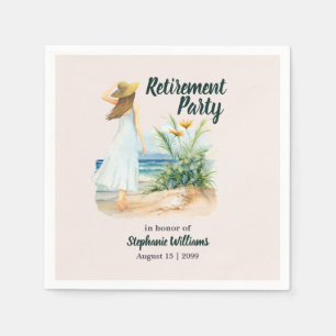 Serviette En Papier Fleurs et Plage de femmes Parti de retraite à thèm
