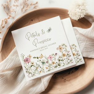 Serviette En Papier Fleurs et Prosecco Fête de Mariage Champêtre