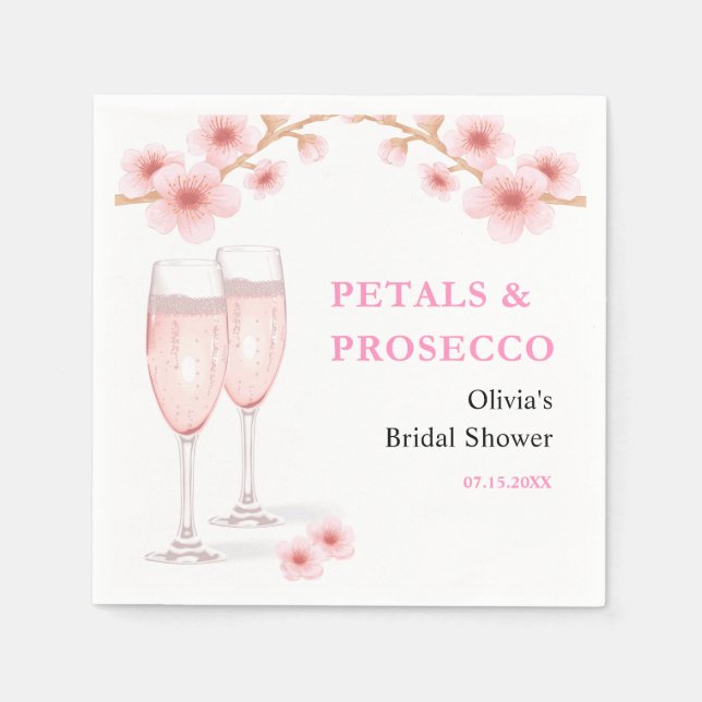 Serviette En Papier Fleurs et Prosecco Fuschia Floral Mariage (Devant)
